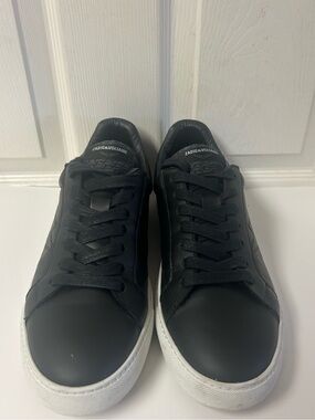 Zadig & Voltaire Black Leather Low-Top Sneakers with White Sole
